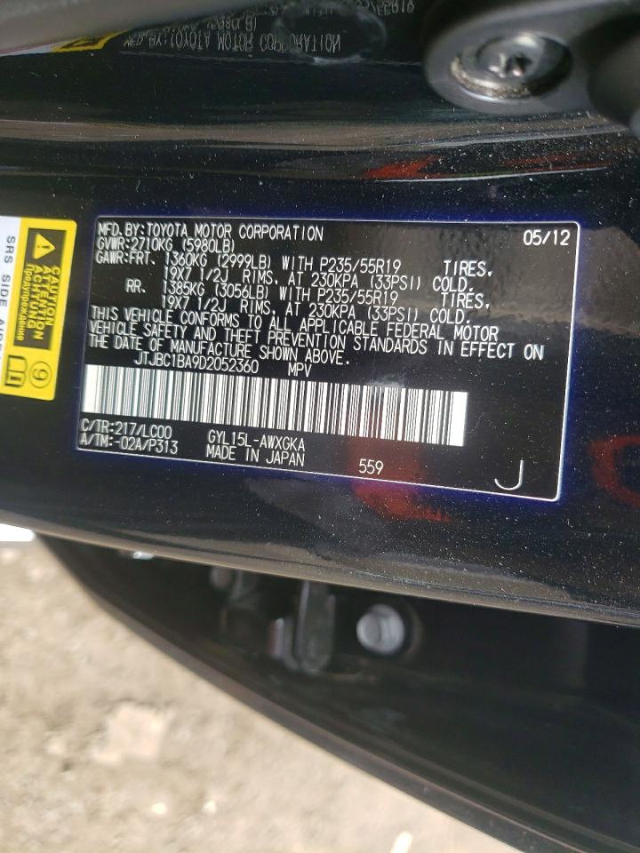 2013 Lexus Rx 450h Base Black vin: JTJBC1BA9D2052360