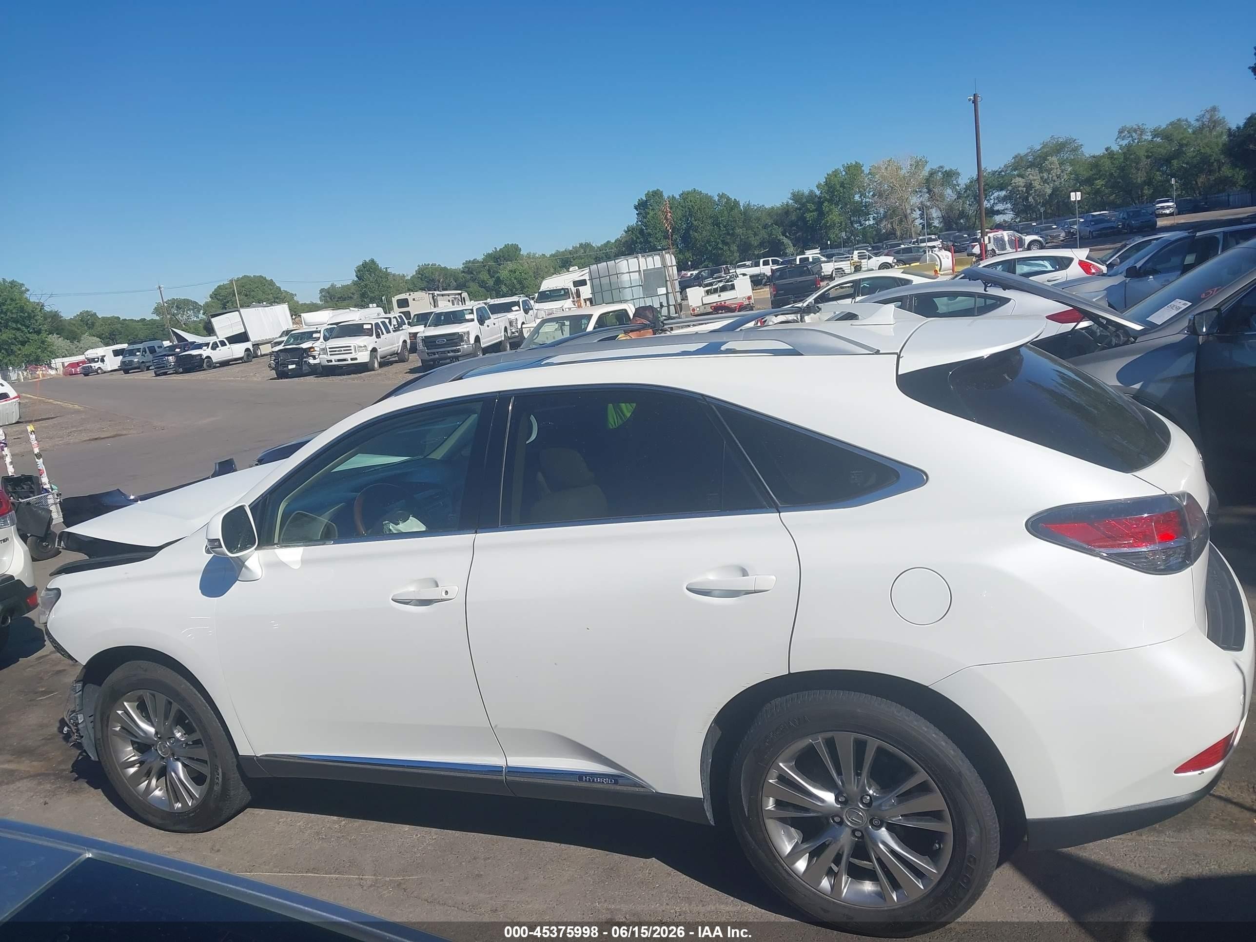 2013 Lexus Rx 450h   White vin: JTJBC1BA9D2055002