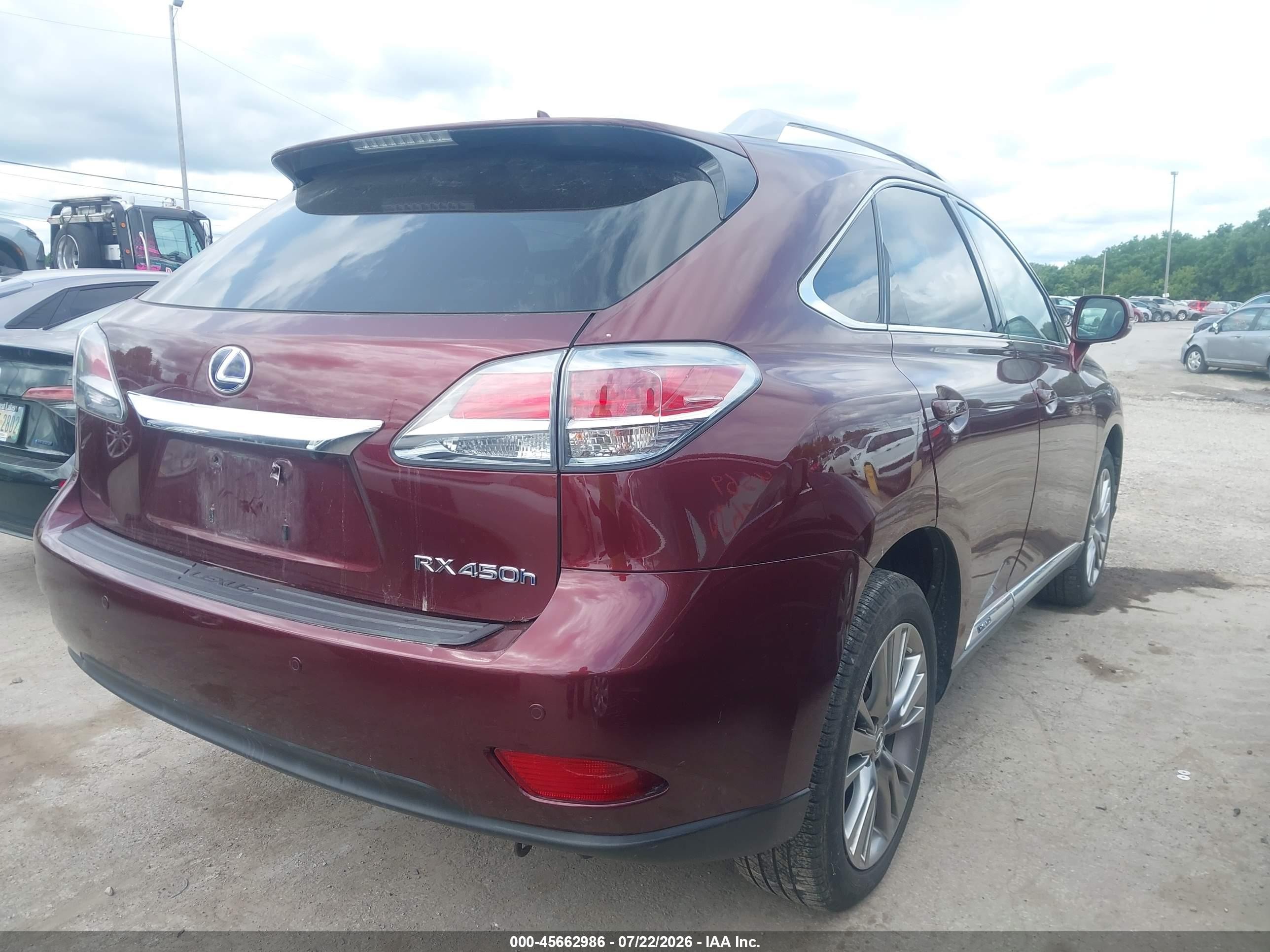 2013 Lexus Rx 450h   Maroon vin: JTJBC1BA9D2064976