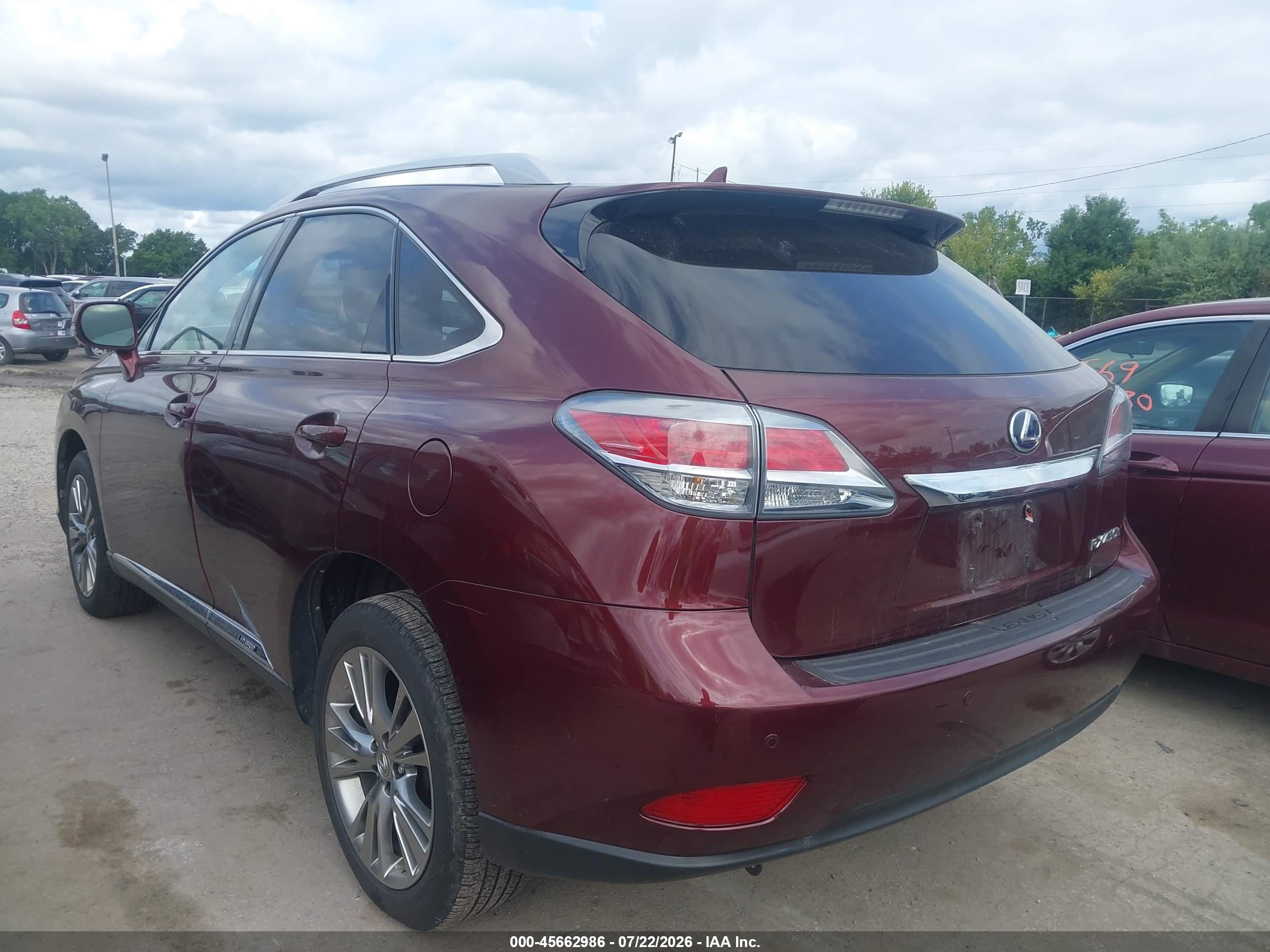 2013 Lexus Rx 450h   Maroon vin: JTJBC1BA9D2064976