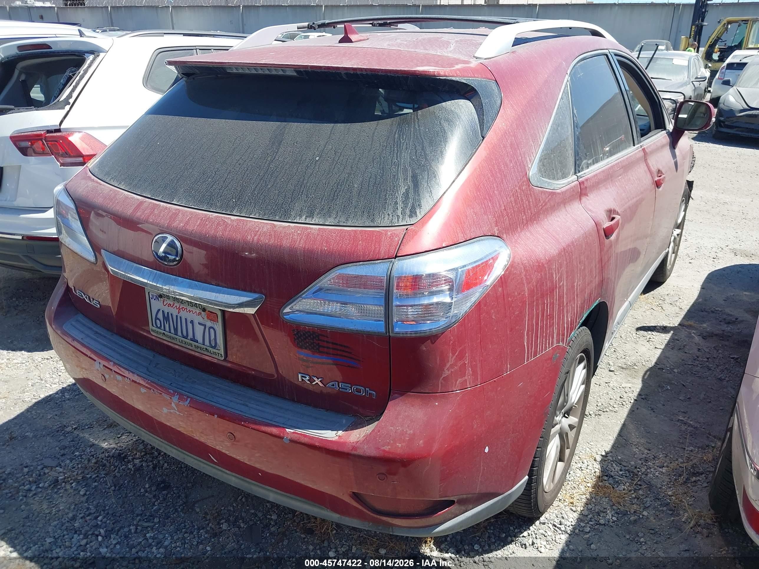 2010 Lexus Rx 450h Red vin: JTJBC1BAXA2020898