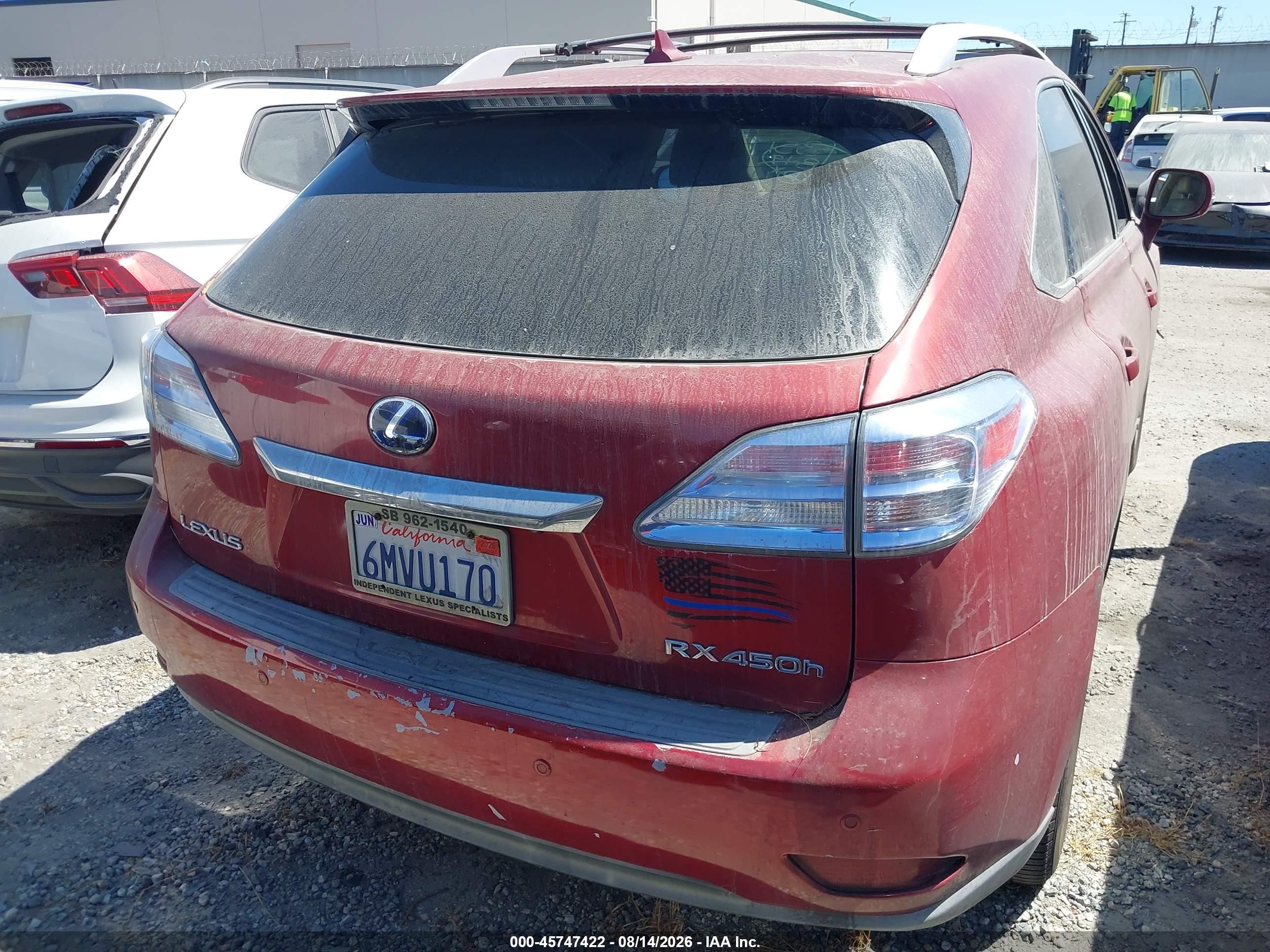 2010 Lexus Rx 450h Red vin: JTJBC1BAXA2020898