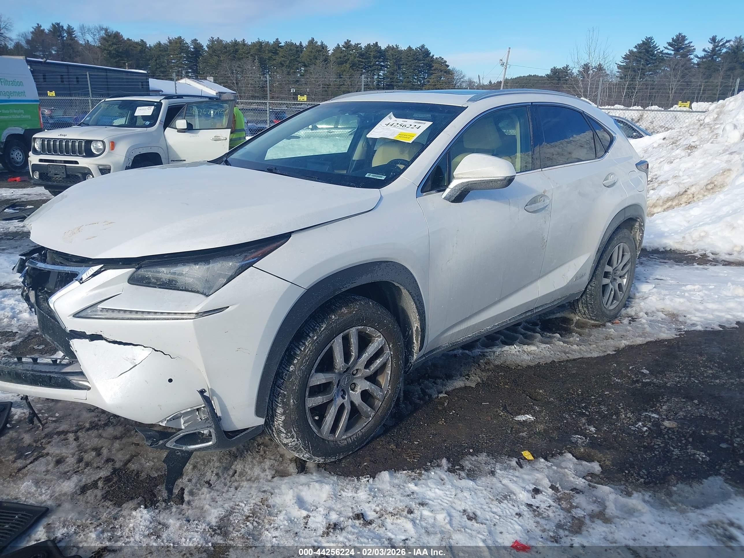 2015 Lexus Nx 300h   White vin: JTJBJRBZ2F2025837
