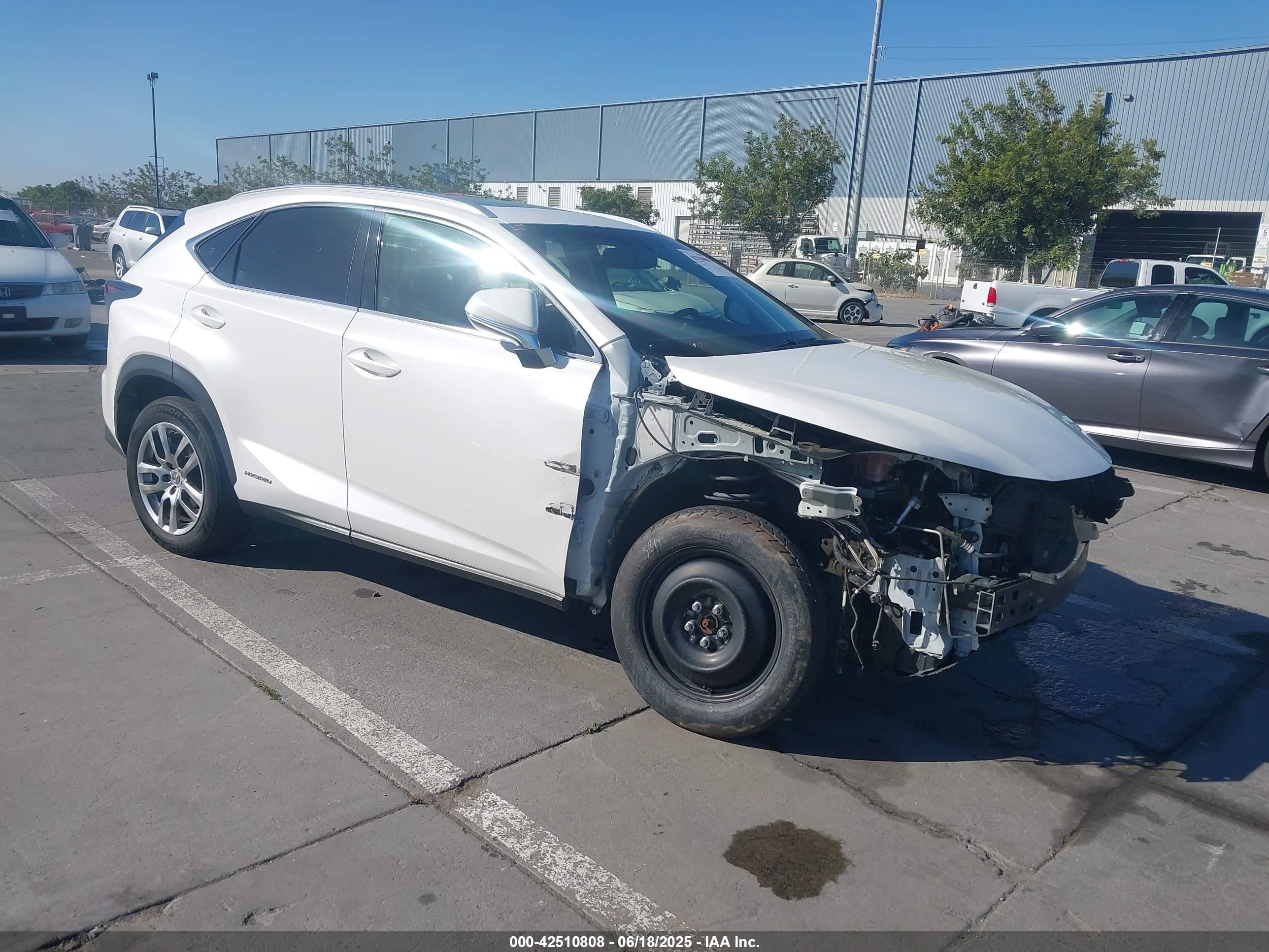 2015 Lexus Nx 300h   White vin: JTJBJRBZ6F2028997
