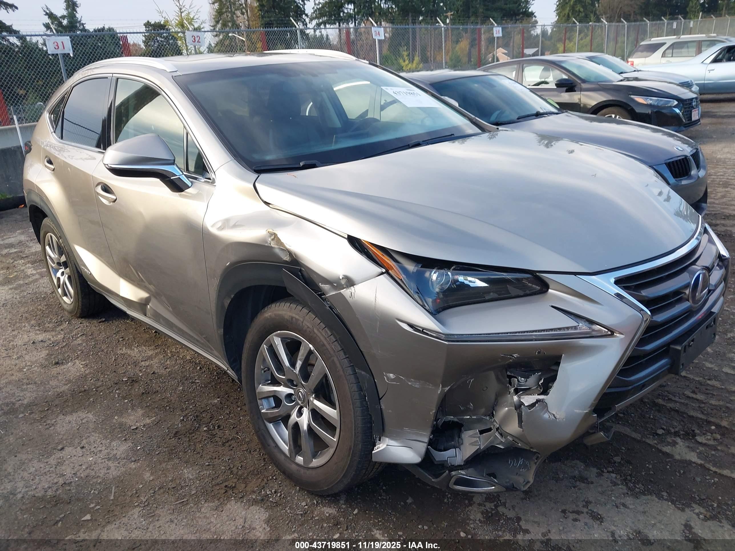 2015 Lexus Nx 300h   Silver vin: JTJBJRBZXF2010955