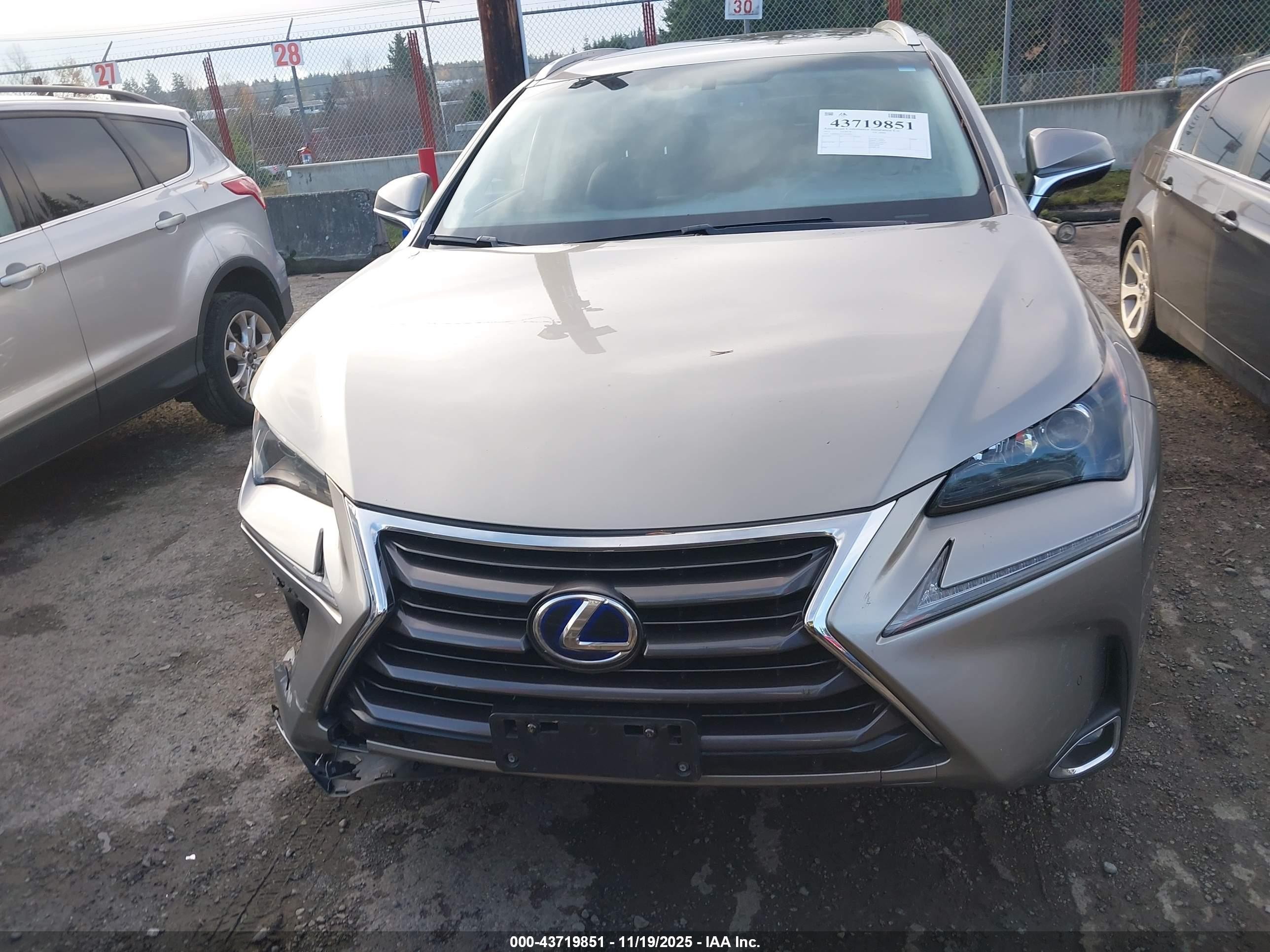 2015 Lexus Nx 300h   Silver vin: JTJBJRBZXF2010955