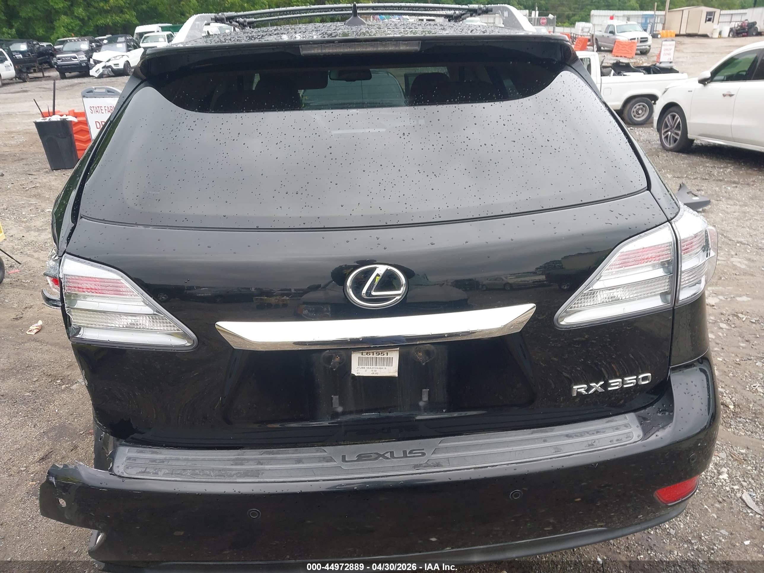 2012 Lexus Rx 350 Black vin: JTJBK1BA4C2446415