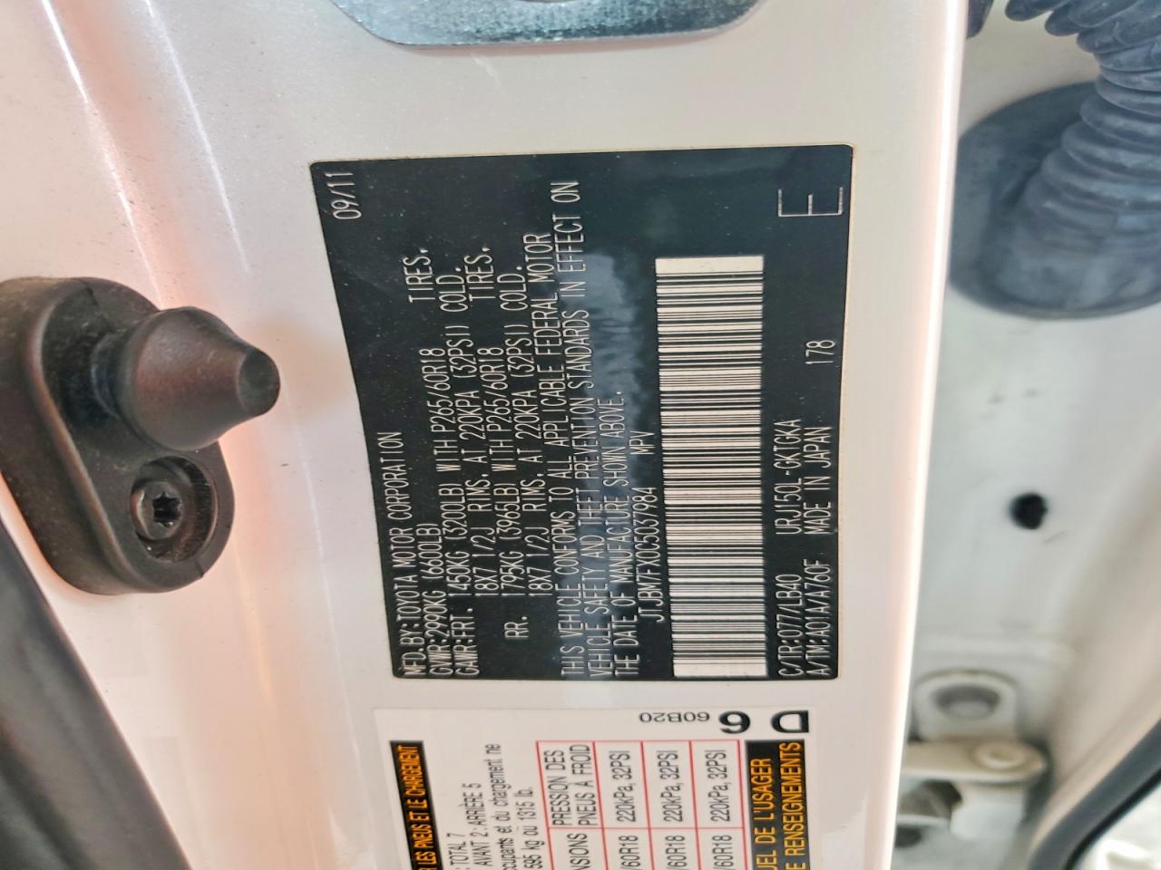 2012 Lexus Gx 460 White vin: JTJBM7FX0C5037984