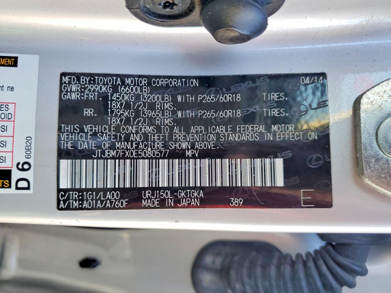 2014 Lexus Gx 460 Silver vin: JTJBM7FX0E5080577