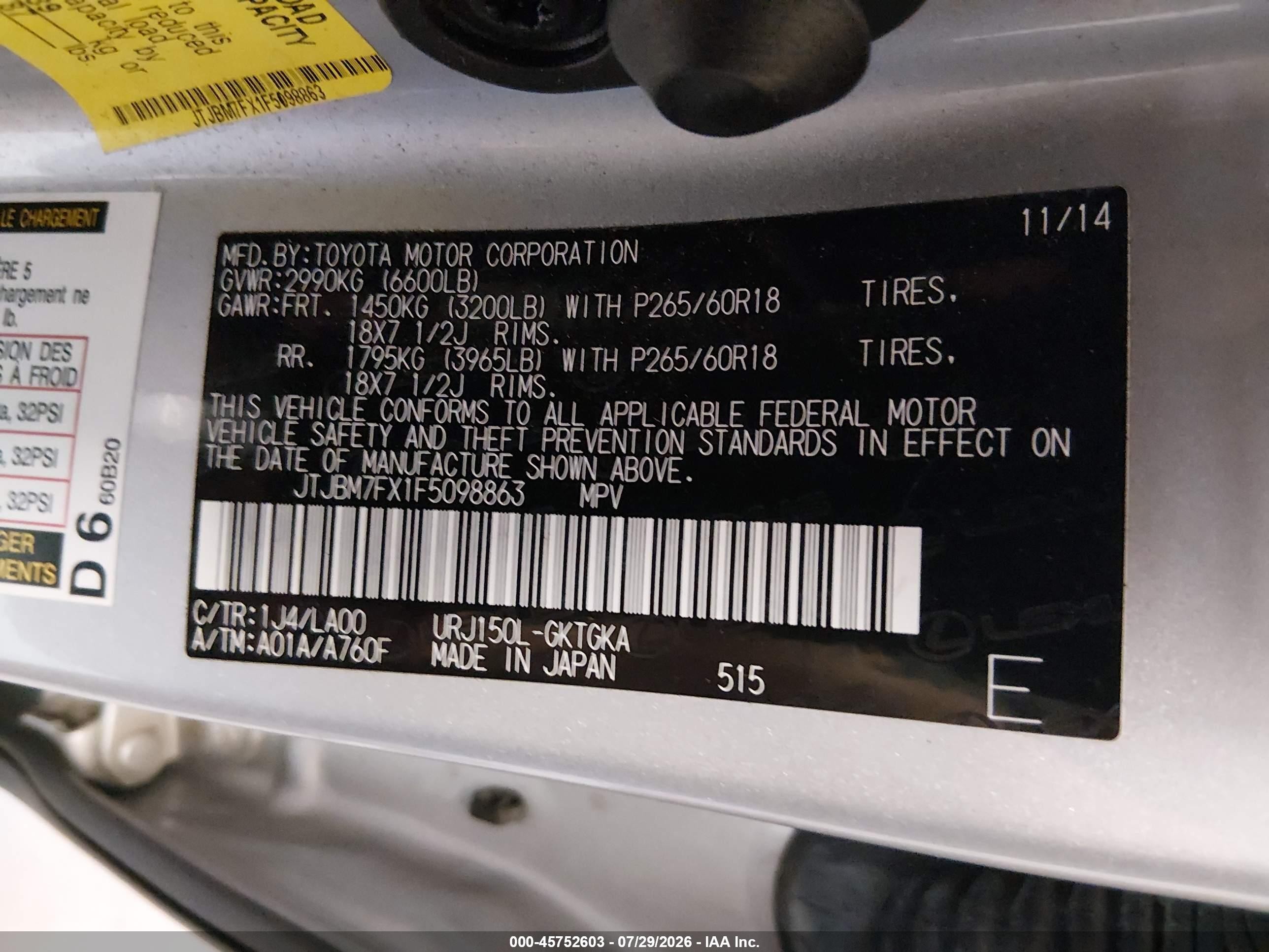 2015 Lexus Gx 460   Silver vin: JTJBM7FX1F5098863