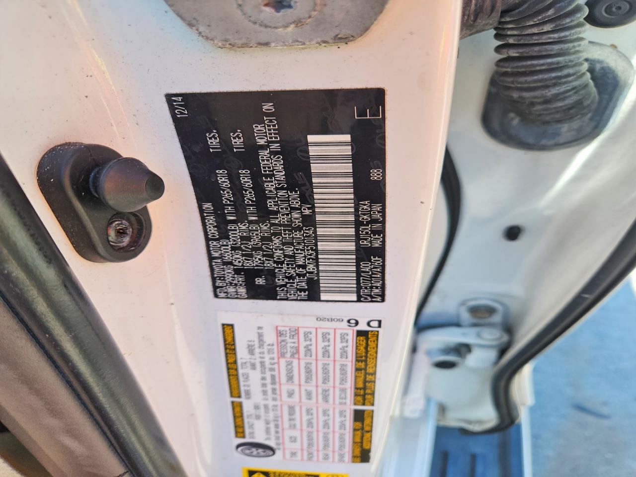 2015 Lexus Gx 460 Белый vin: JTJBM7FX3F5101343