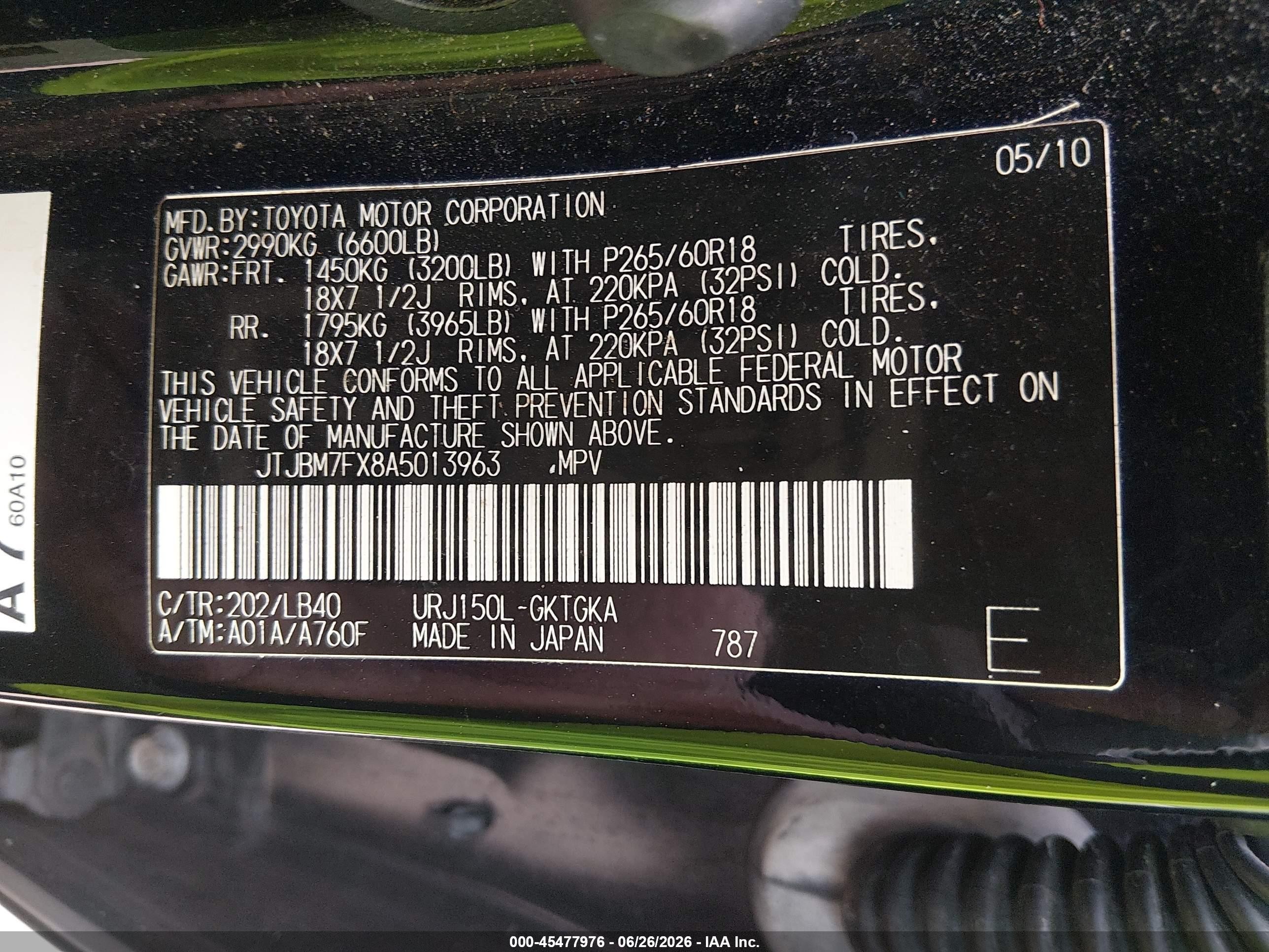 2010 Lexus Gx 460   Black vin: JTJBM7FX8A5013963