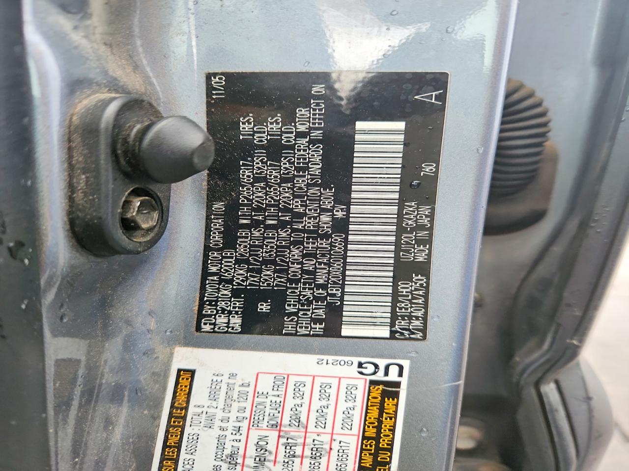 2006 Lexus Gx 470 Gray vin: JTJBT20X060106690