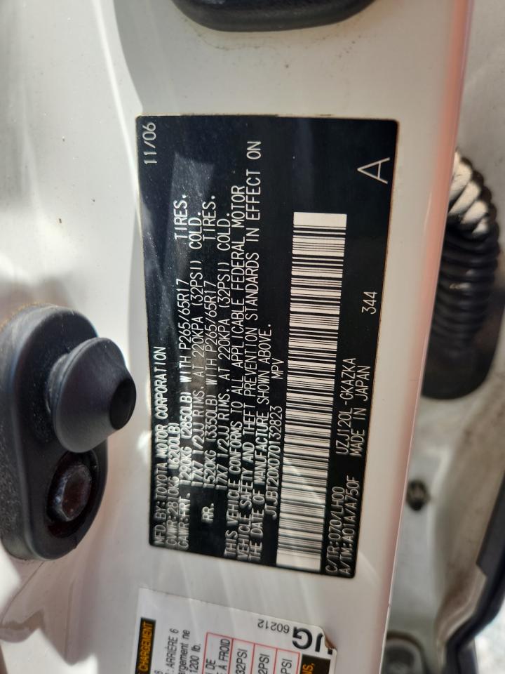 2007 Lexus Gx 470 White vin: JTJBT20X070132823