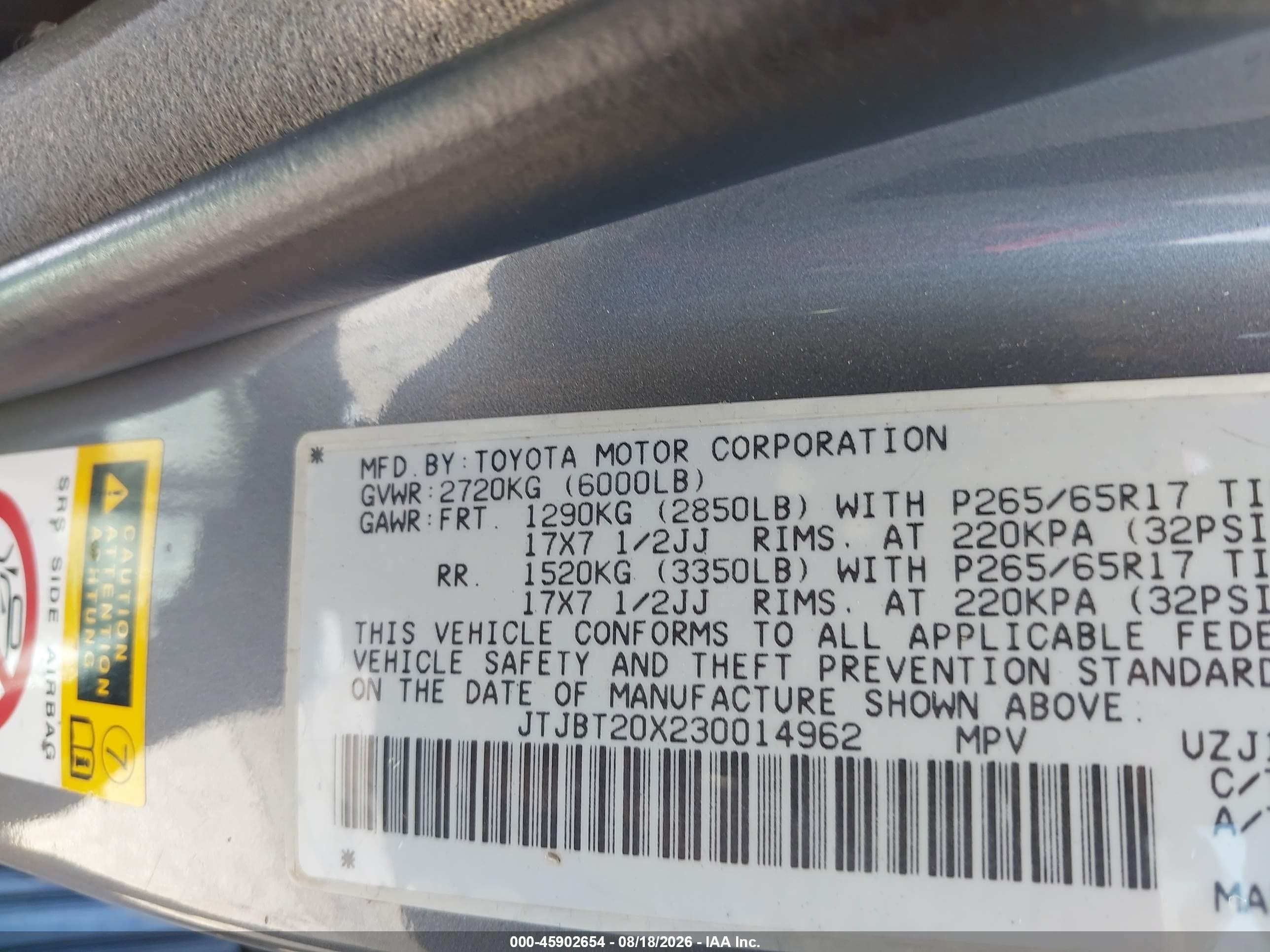 2003 Lexus Gx 470   Gray vin: JTJBT20X230014962