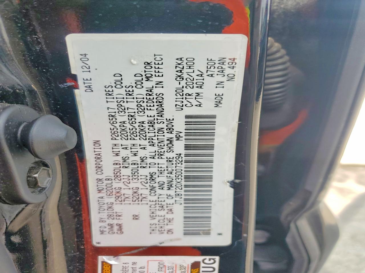 2005 Lexus Gx Черный vin: JTJBT20X350073294