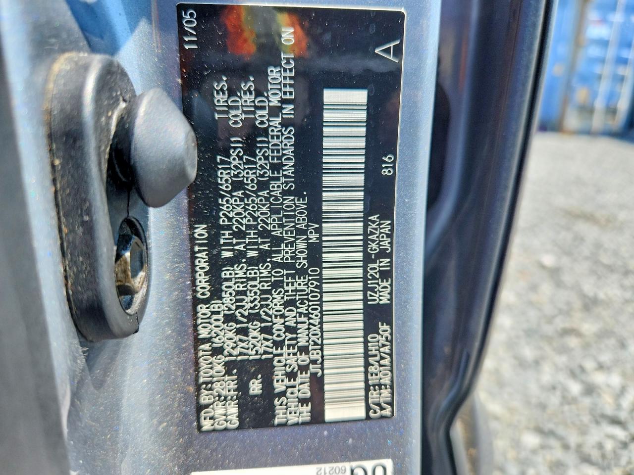 2006 Lexus Gx 470 Blue vin: JTJBT20X460107910