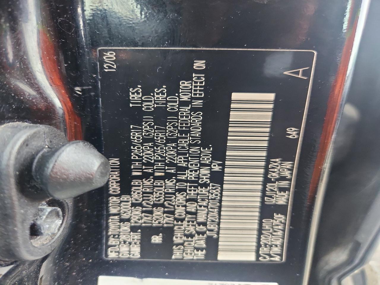 2007 Lexus Gx 470 Черный vin: JTJBT20X470135837