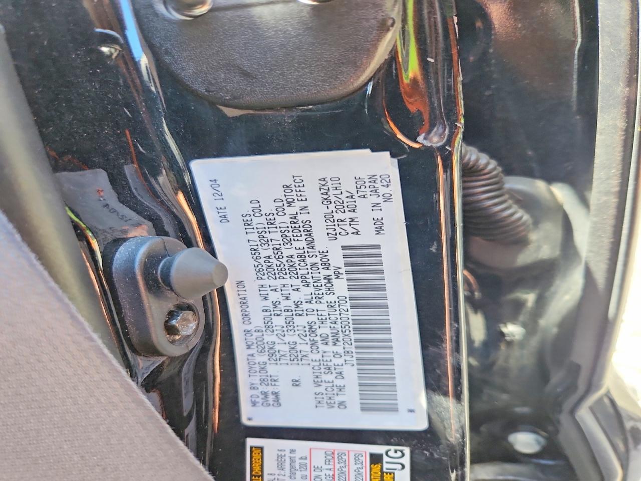 2005 Lexus Gx 470 Black vin: JTJBT20X550072700