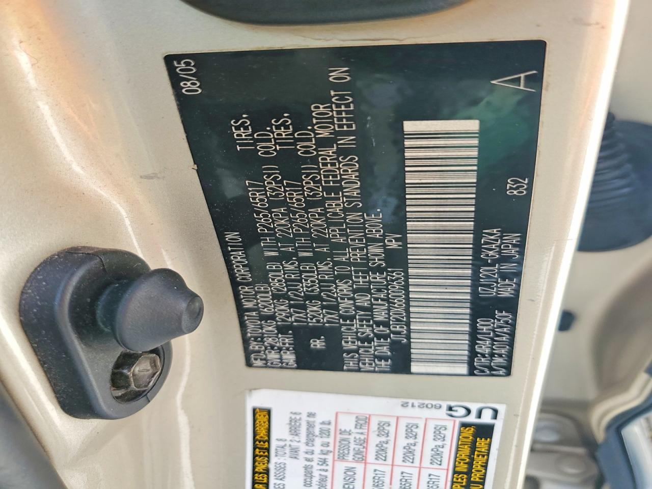 2006 Lexus Gx 470 Gold vin: JTJBT20X660096361