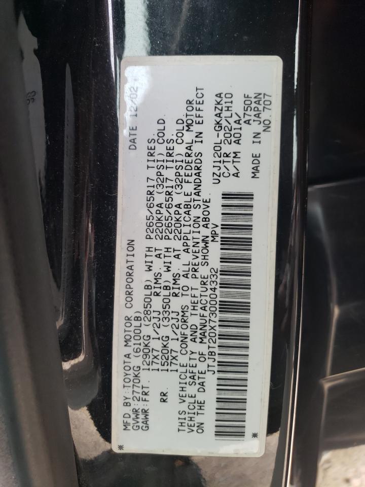 2003 Lexus Gx 470 Black vin: JTJBT20X730004332