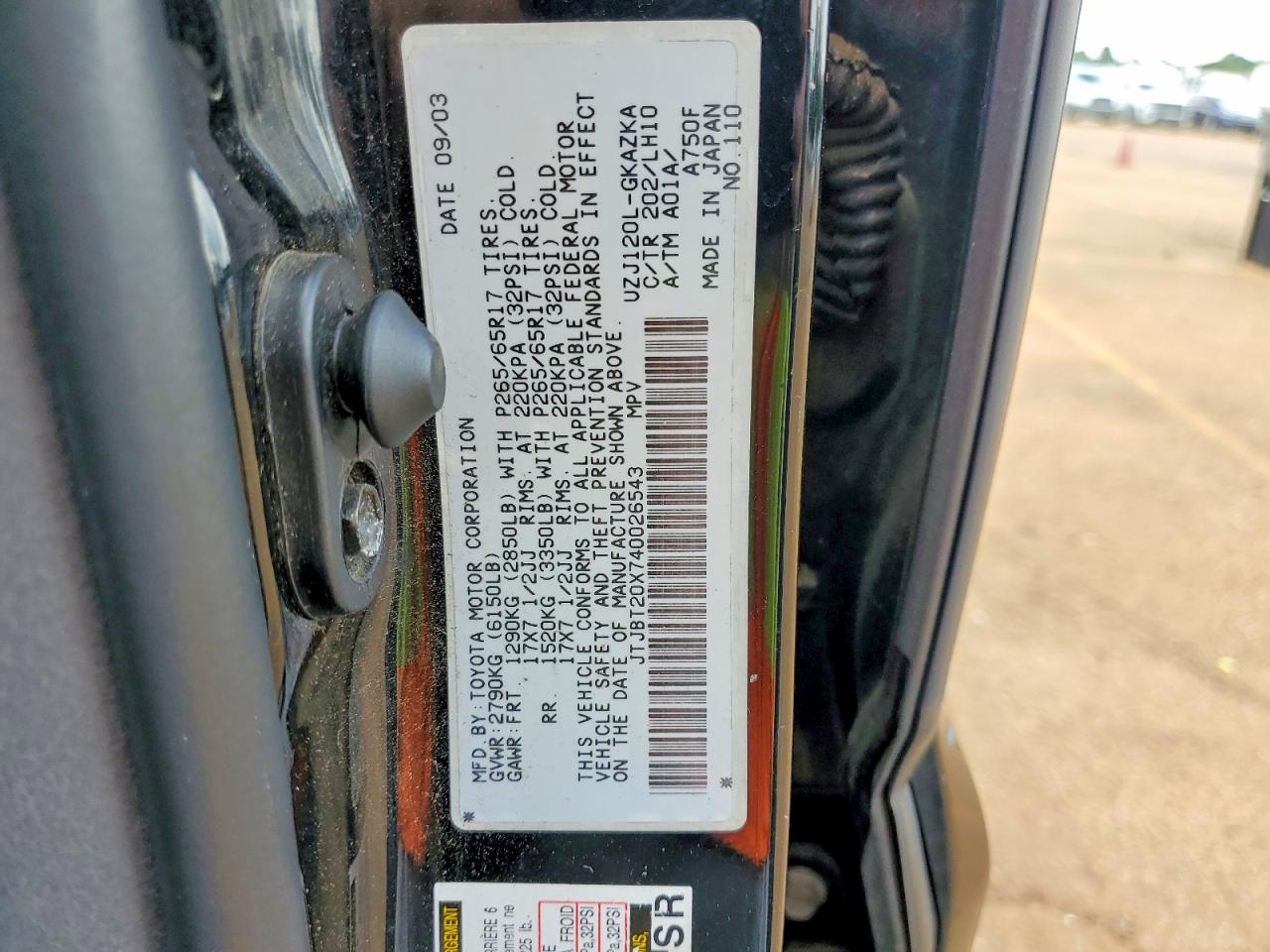 2004 Lexus Gx 470 Black vin: JTJBT20X740026543