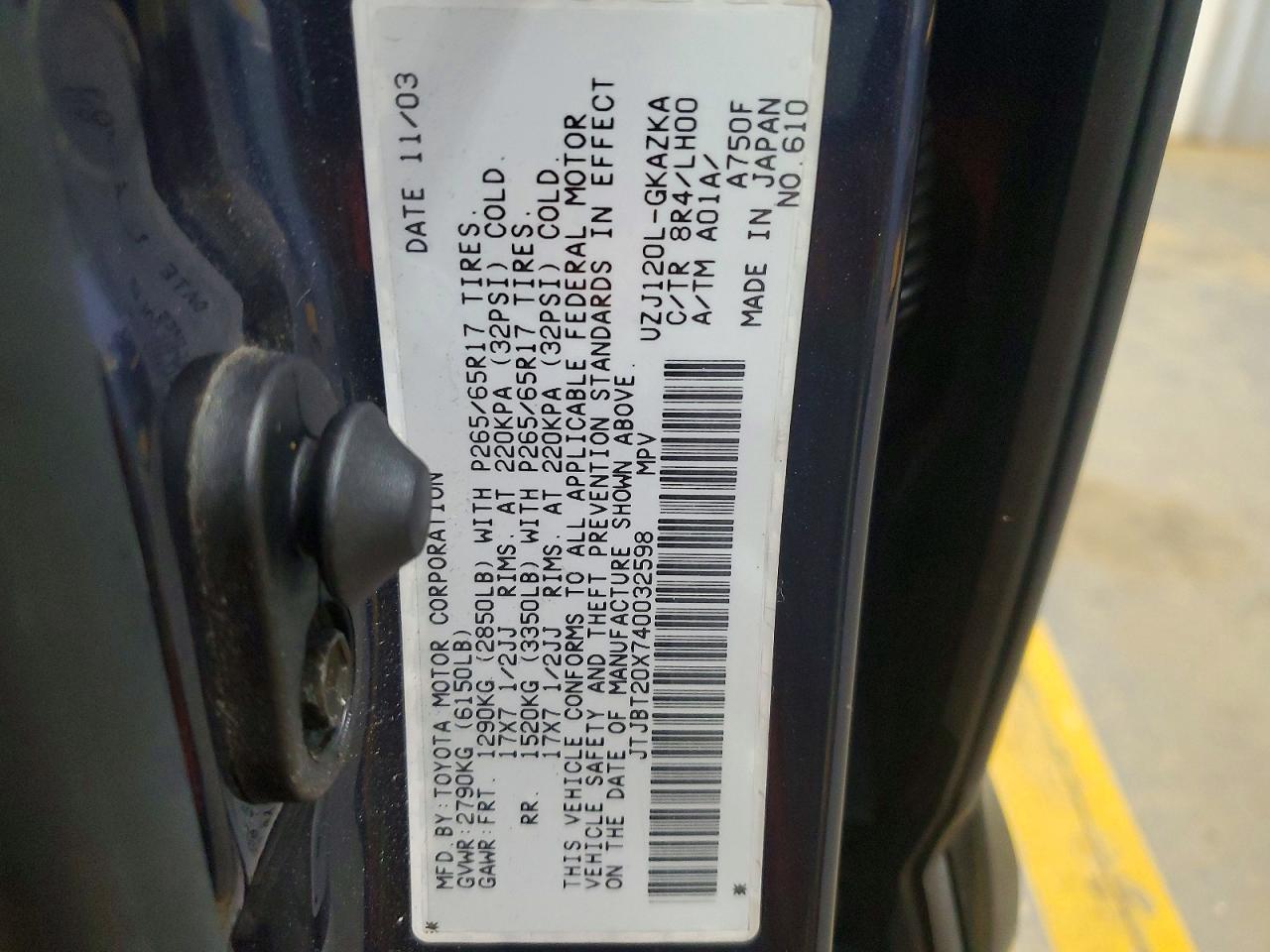 2004 Lexus Gx 470 Blue vin: JTJBT20X740032598