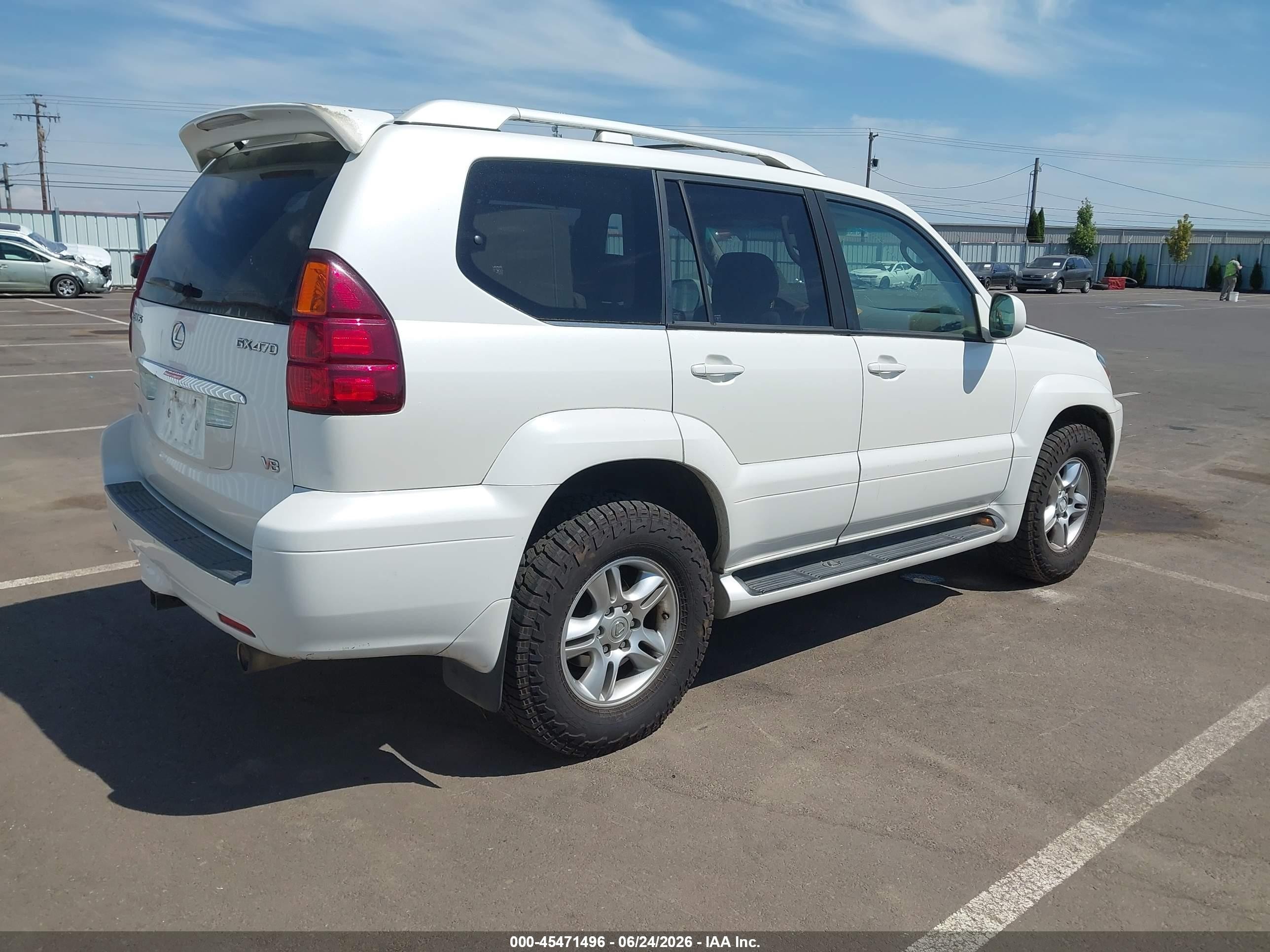2006 Lexus Gx 470   White vin: JTJBT20X760109800