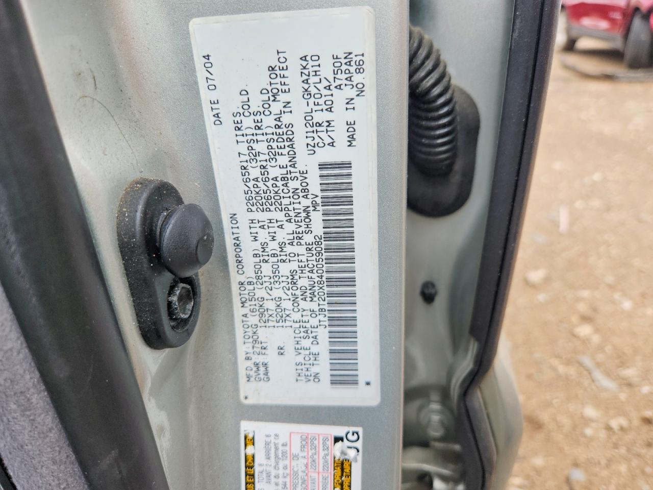 2004 Lexus Gx 470 Бежевый vin: JTJBT20X840059082