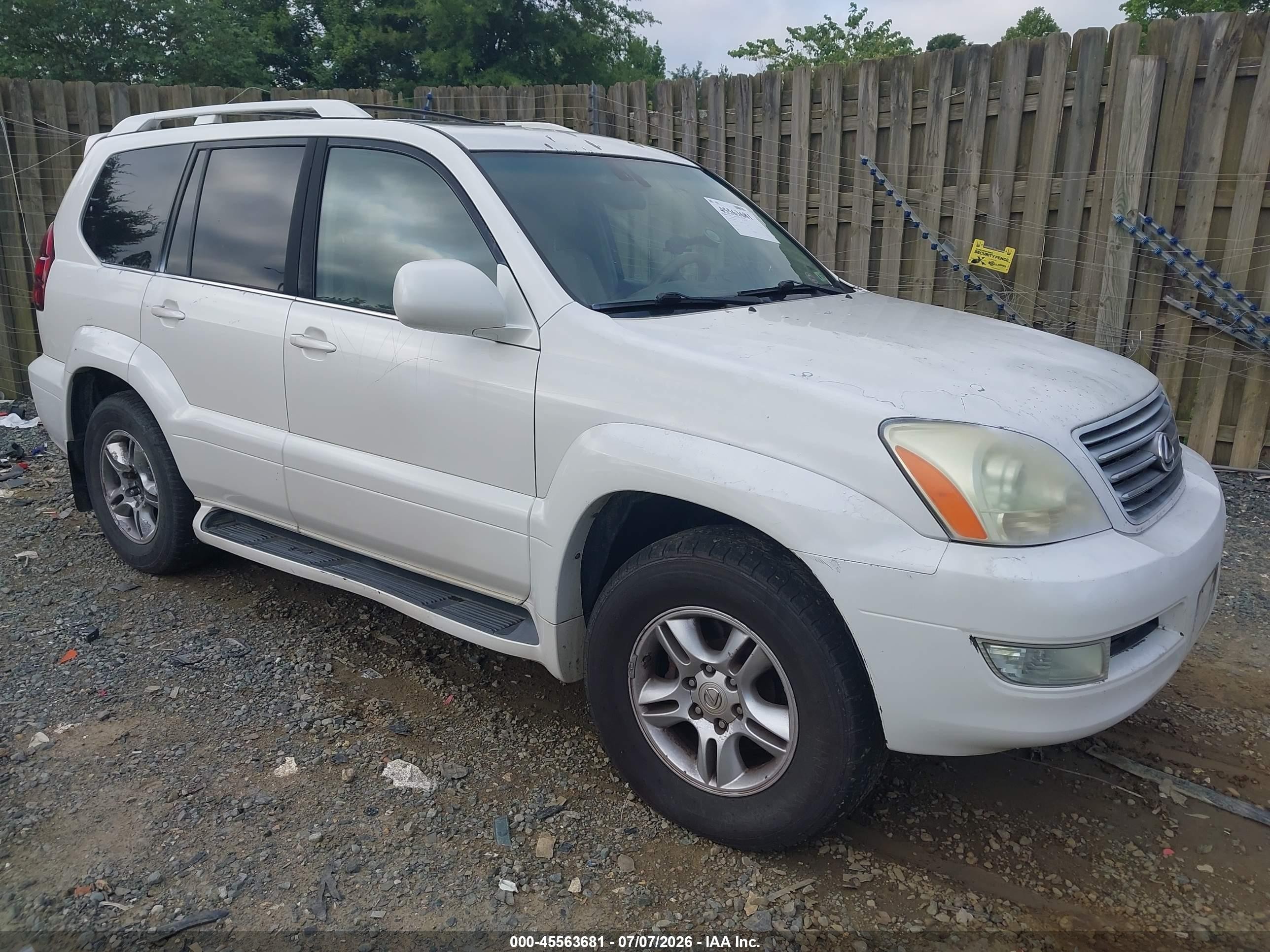2004 Lexus Gx 470   White vin: JTJBT20X940064601