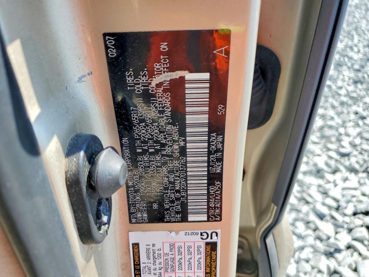2007 Lexus Gx 470 Gold vin: JTJBT20X970137762