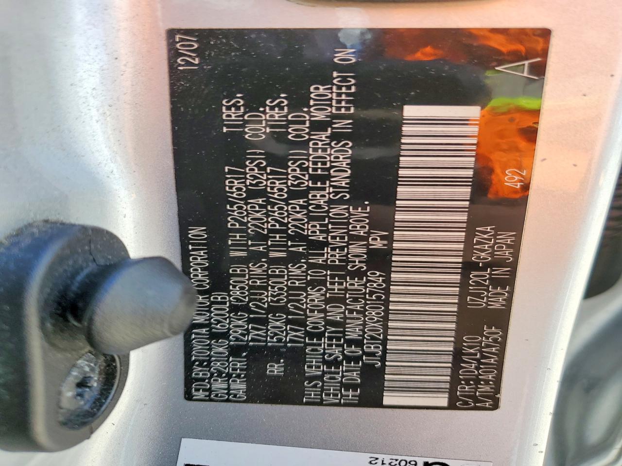 2008 Lexus Gx 470 Silver vin: JTJBT20X980157849