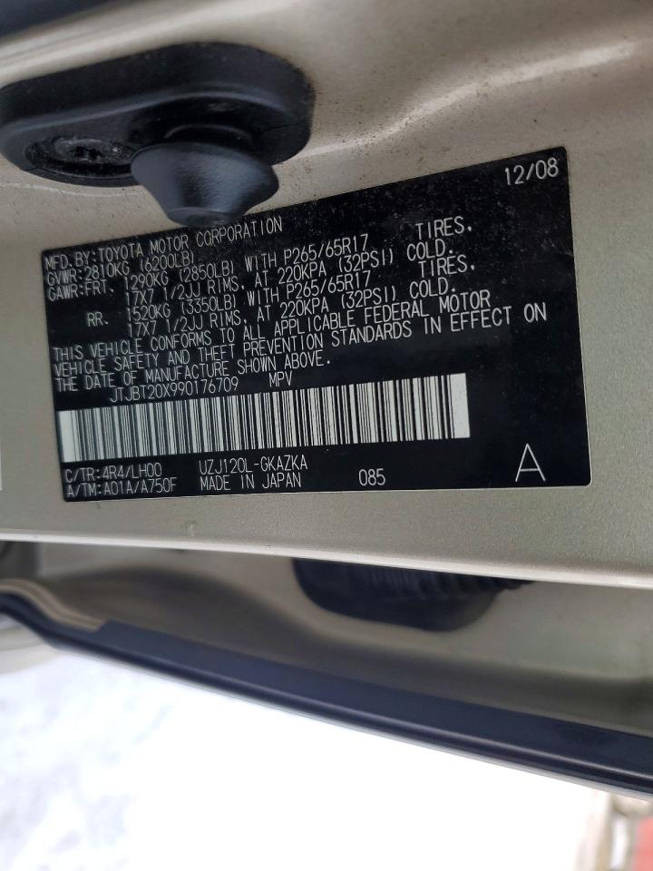 2009 Lexus Gx 470 Beige vin: JTJBT20X990176709