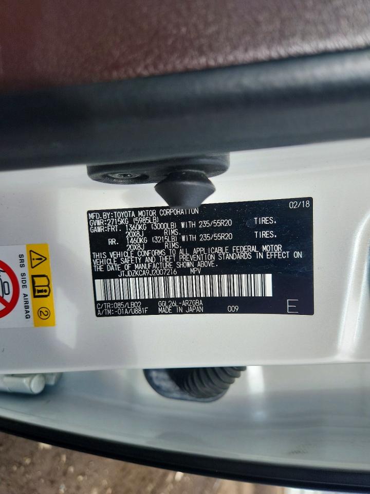 2018 Lexus Rx 350 L White vin: JTJDZKCA9J2007216