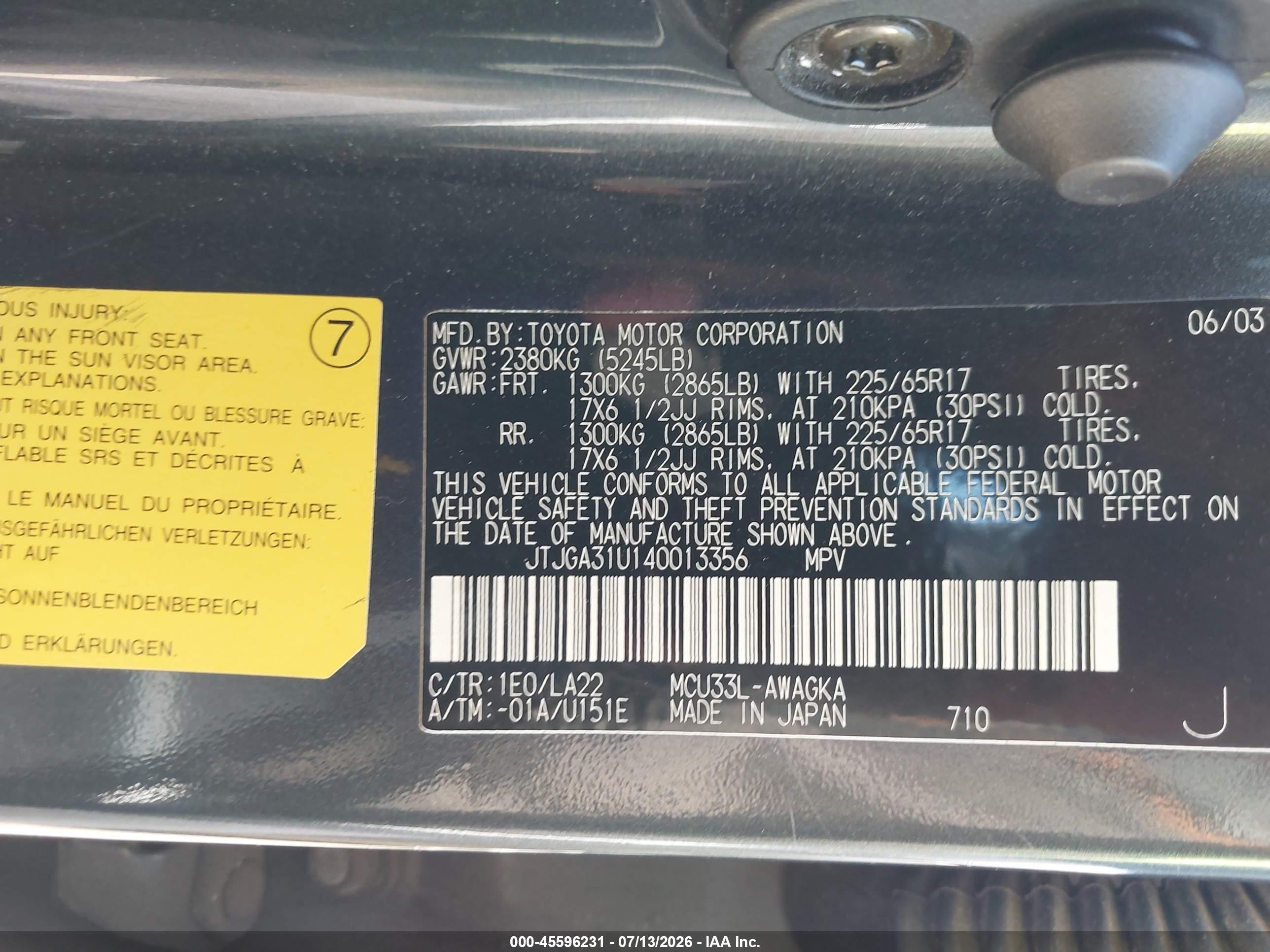 2004 Lexus Rx 330   Gray vin: JTJGA31U140013356