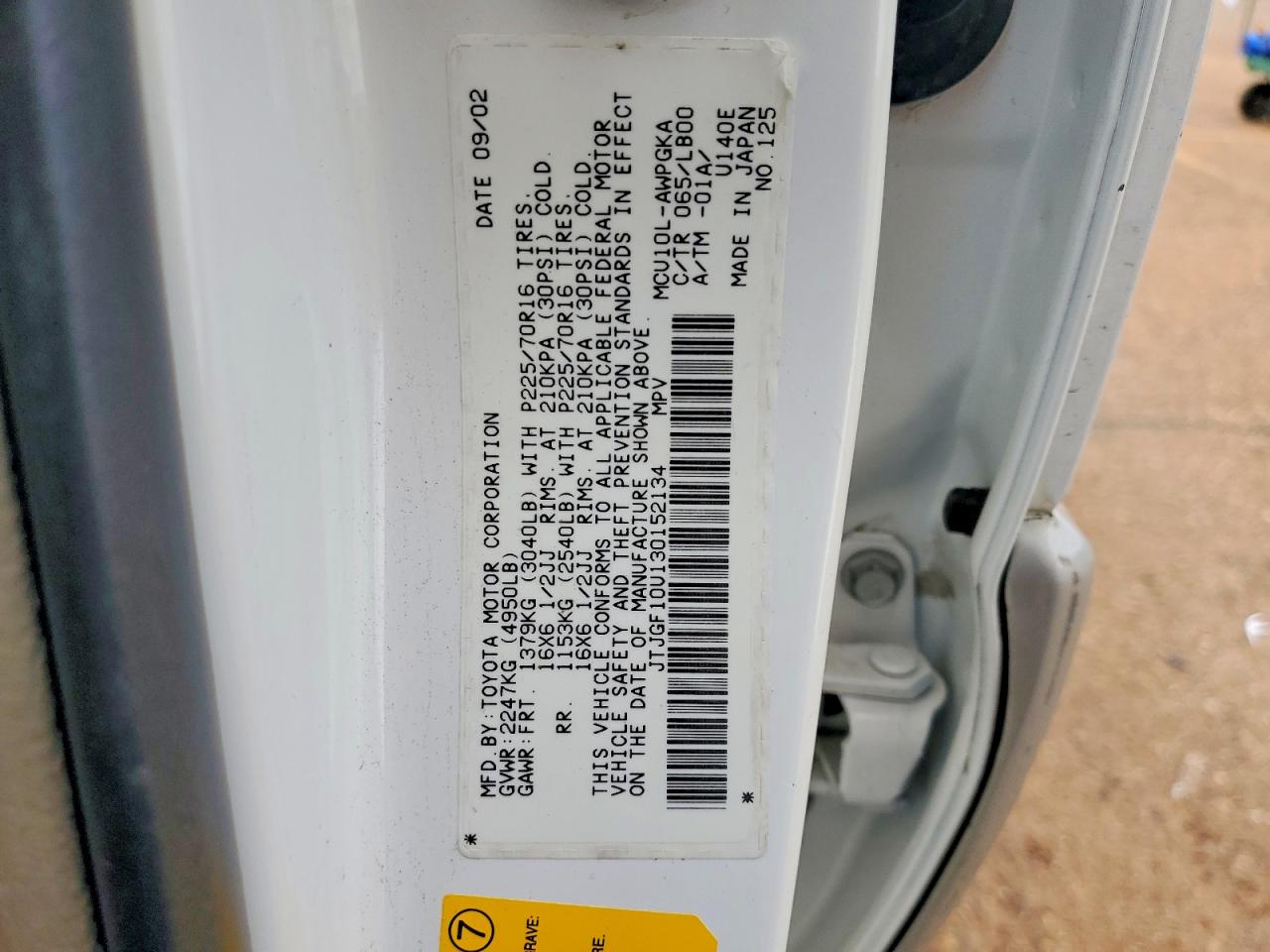 2003 Lexus Rx 300 White vin: JTJGF10U130152134