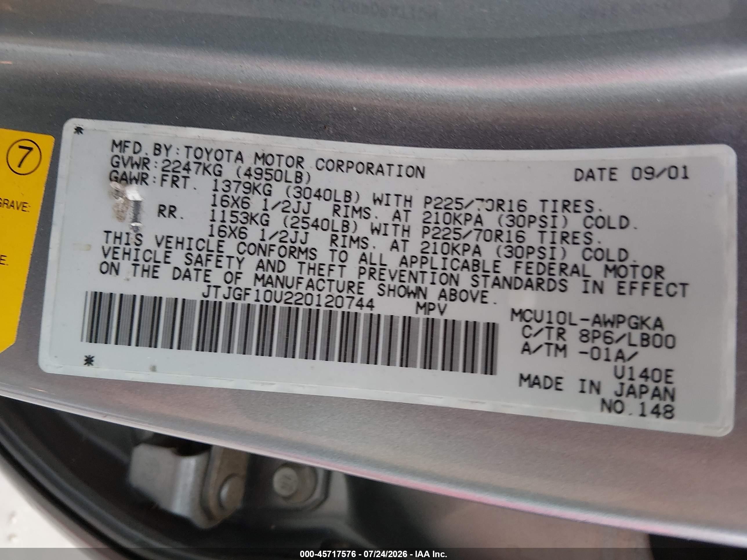 2002 Lexus Rx 300   Серебряный vin: JTJGF10U220120744