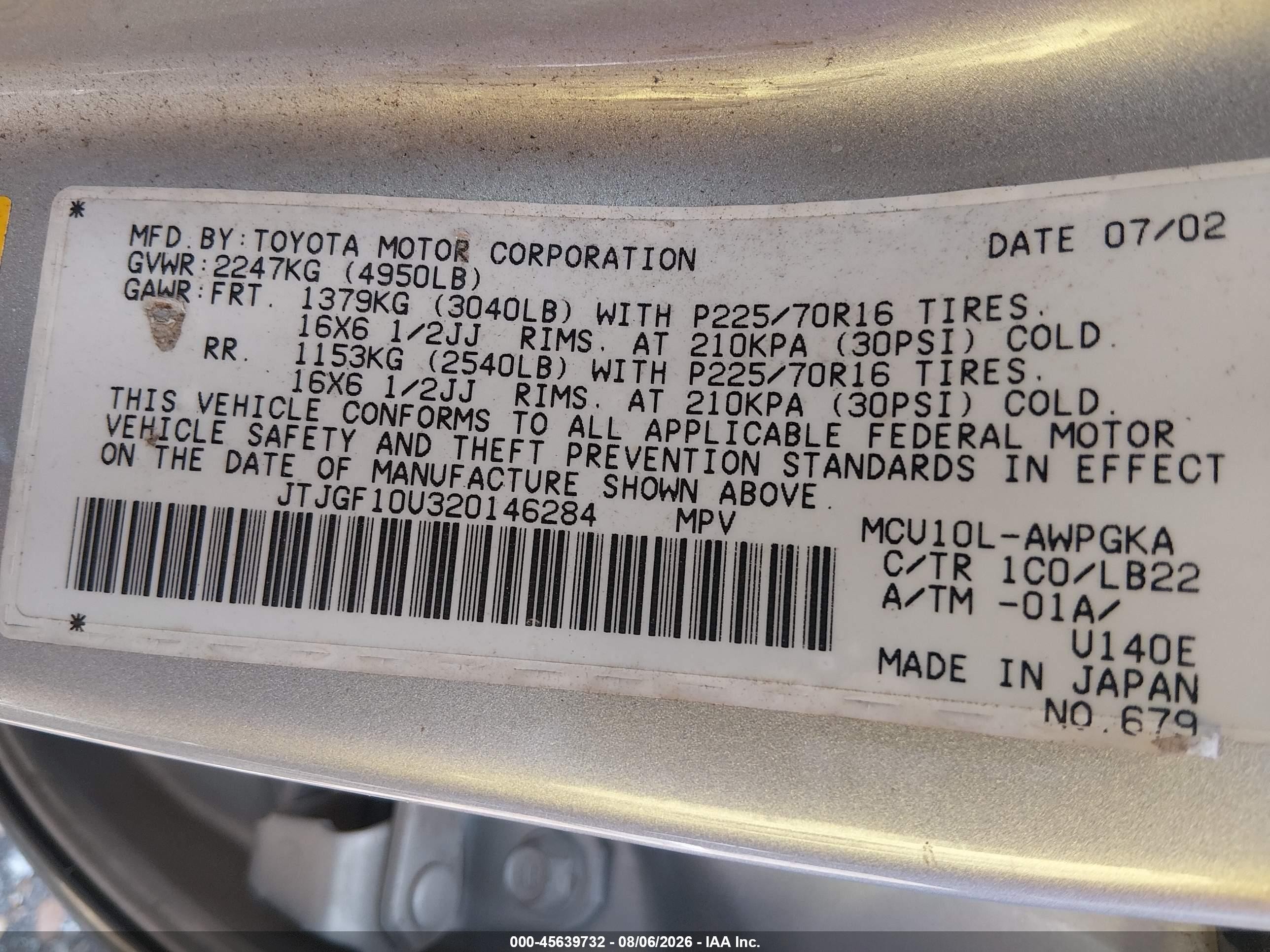 2002 Lexus Rx 300   Silver vin: JTJGF10U320146284