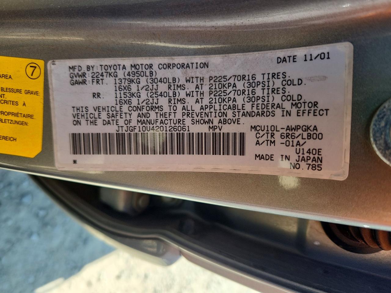 2002 Lexus Rx 300 Silver vin: JTJGF10U420126061