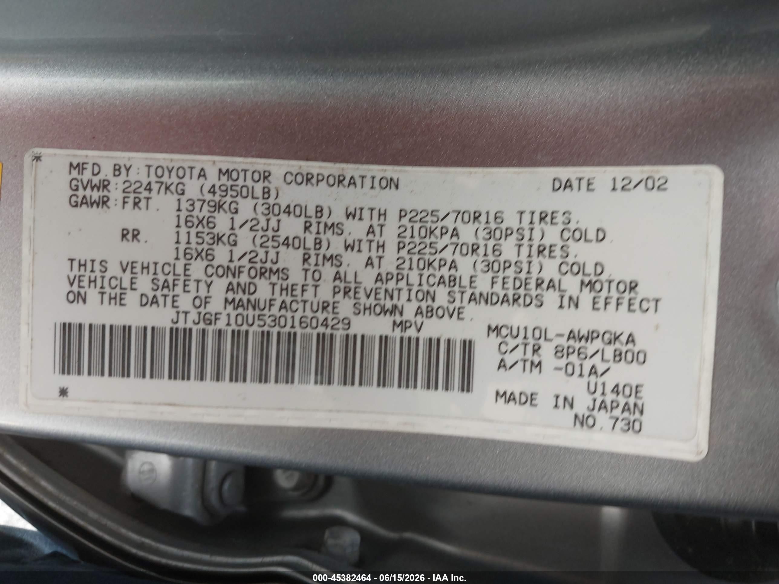 2003 Lexus Rx 300   Silver vin: JTJGF10U530160429