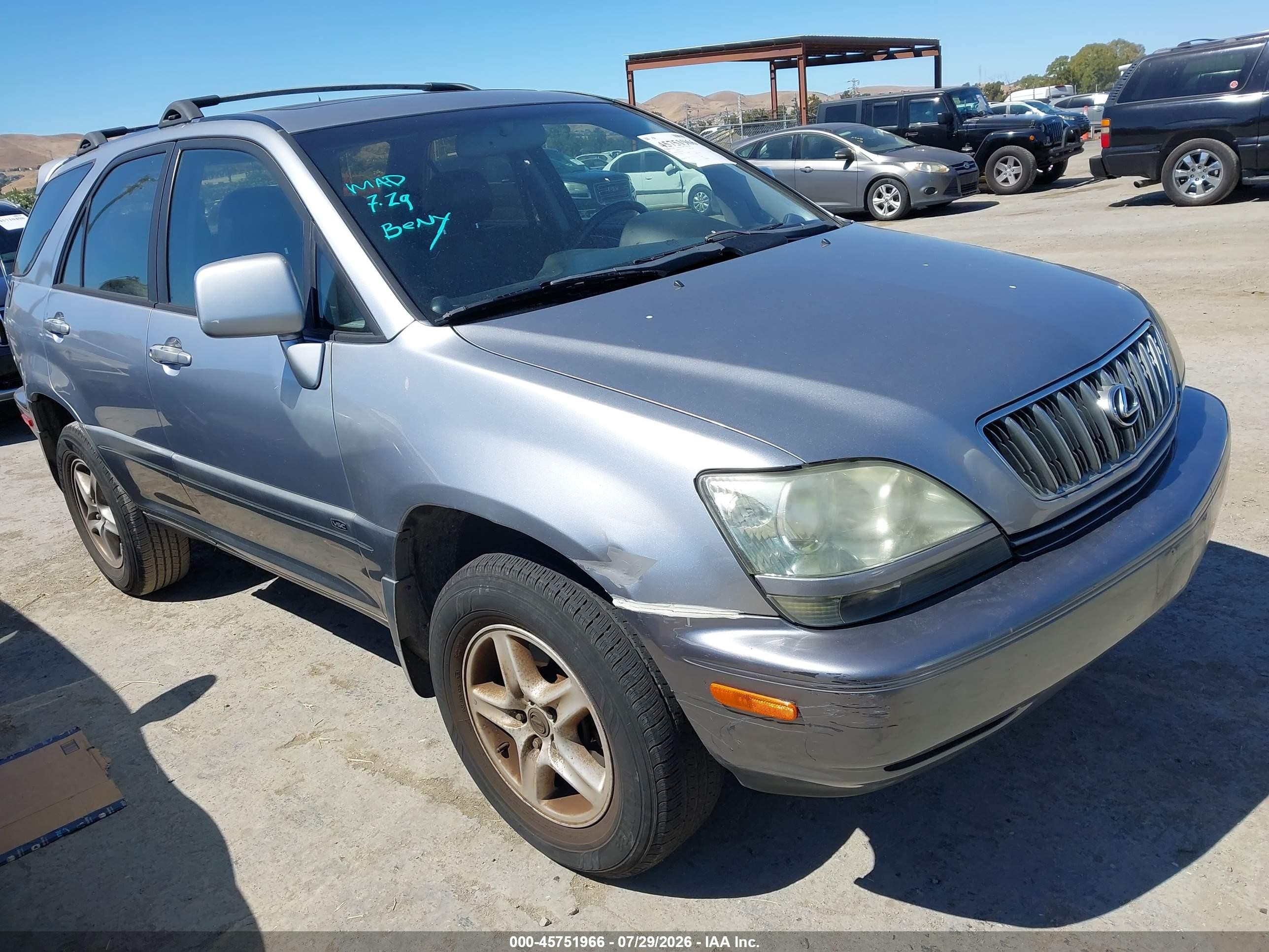 2001 Lexus Rx 300   Gray vin: JTJGF10U910095503