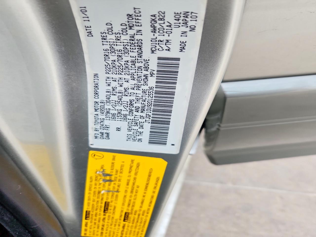 2002 Lexus Rx 300 Серебряный vin: JTJGF10U920125536