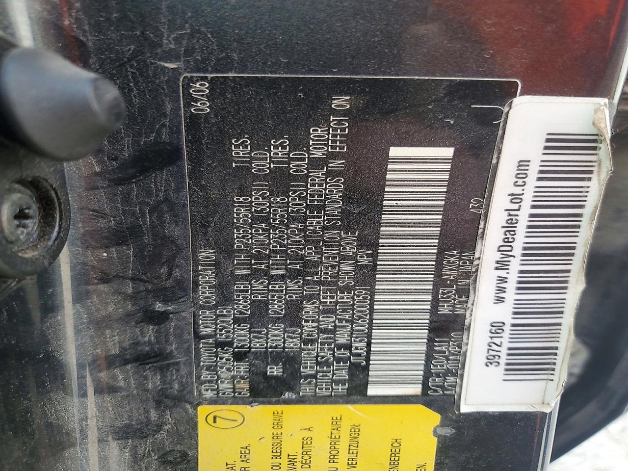 2006 Lexus Rx 400 Black vin: JTJGW31U062000591