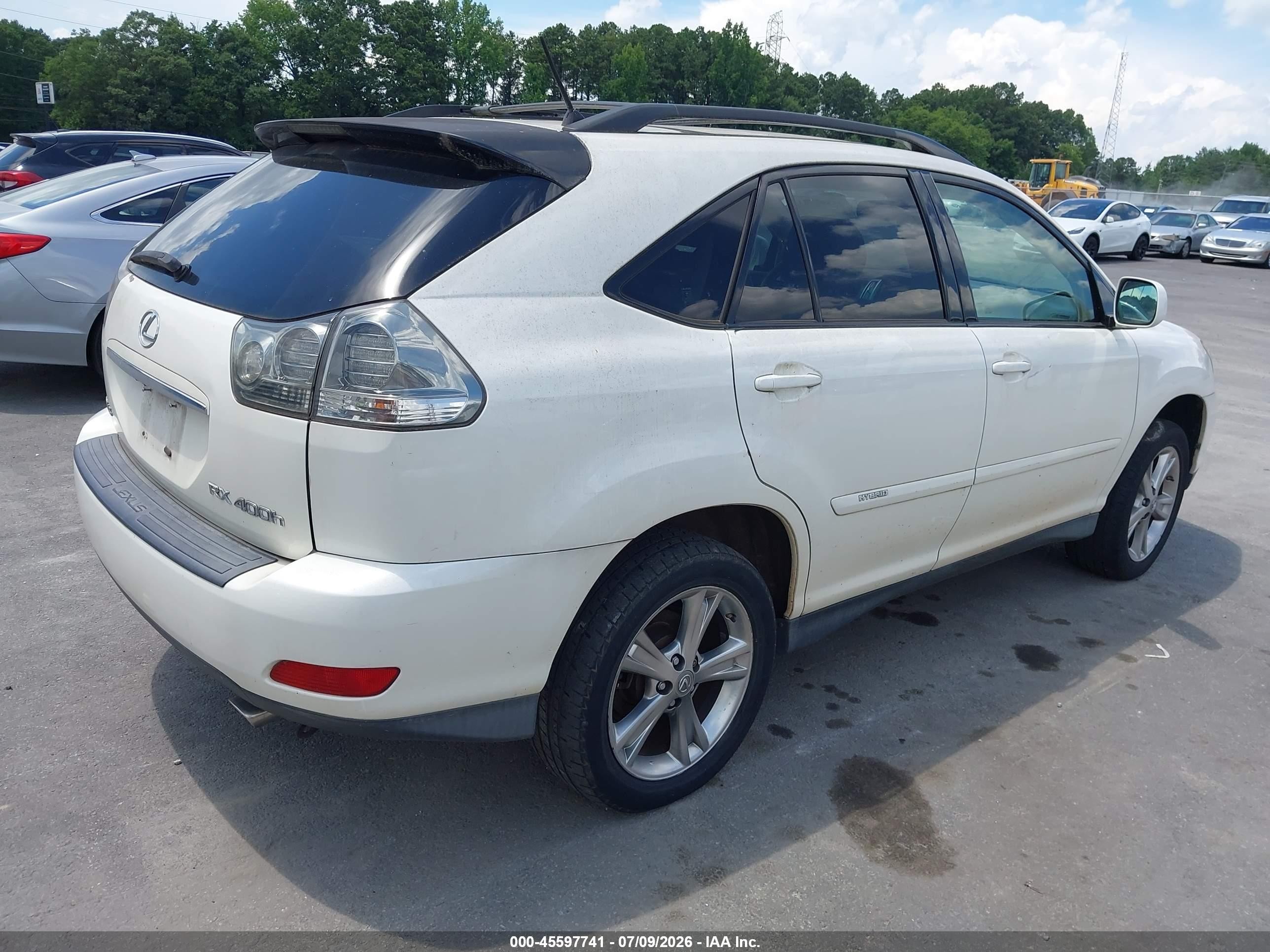 2007 Lexus Rx 400h   White vin: JTJGW31U172003808