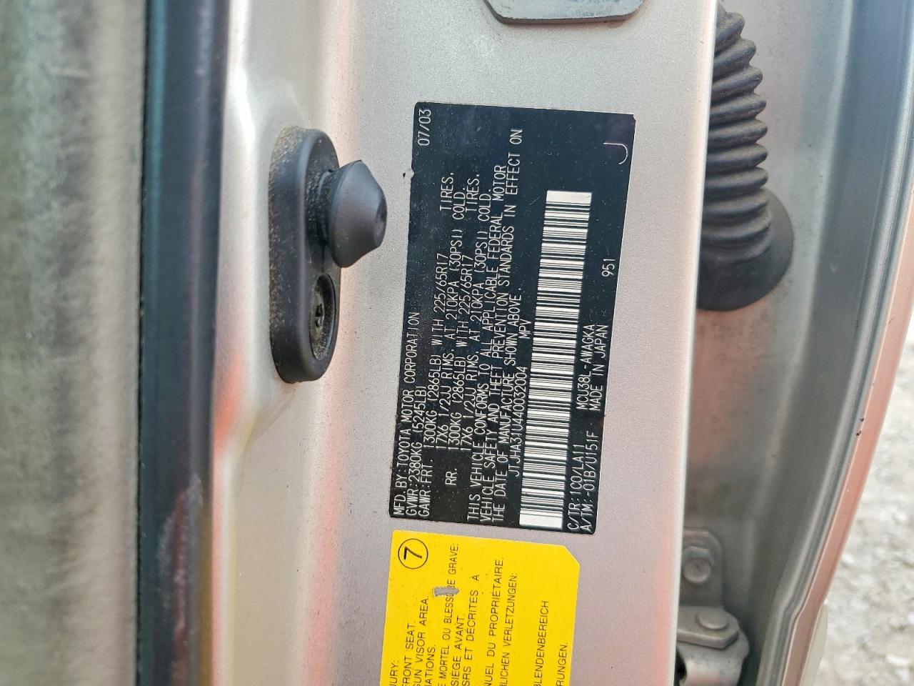 2004 Lexus Rx 330 Silver vin: JTJHA31U440032004