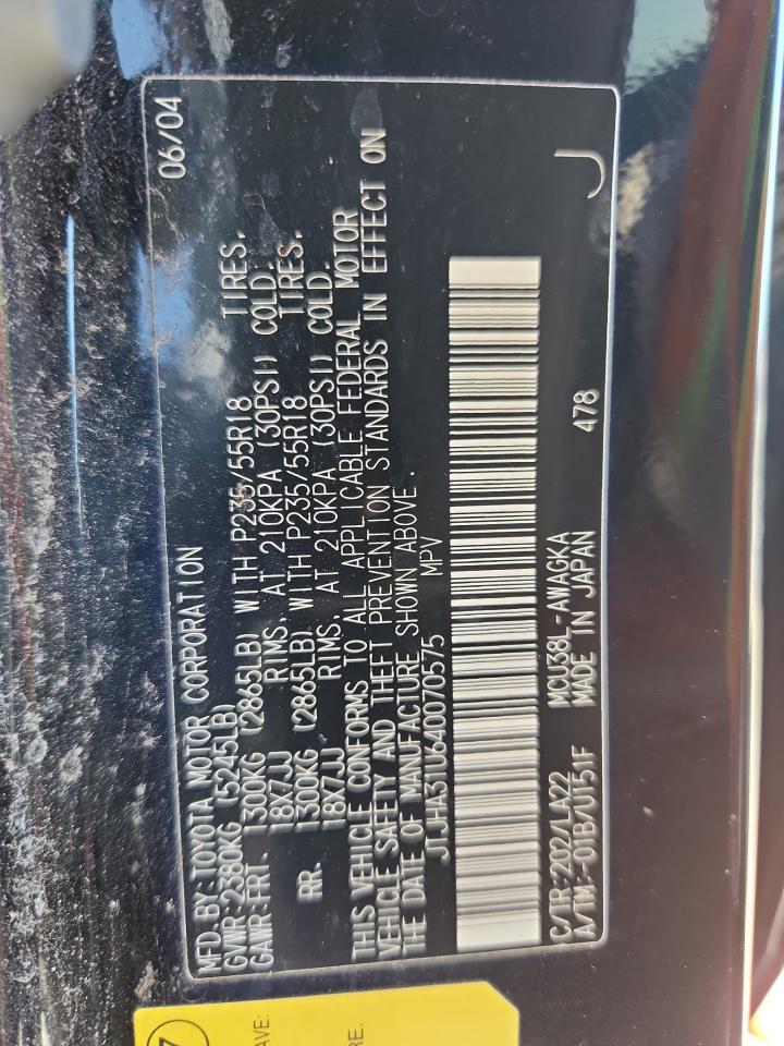 2004 Lexus Rx 330 Black vin: JTJHA31U640070575