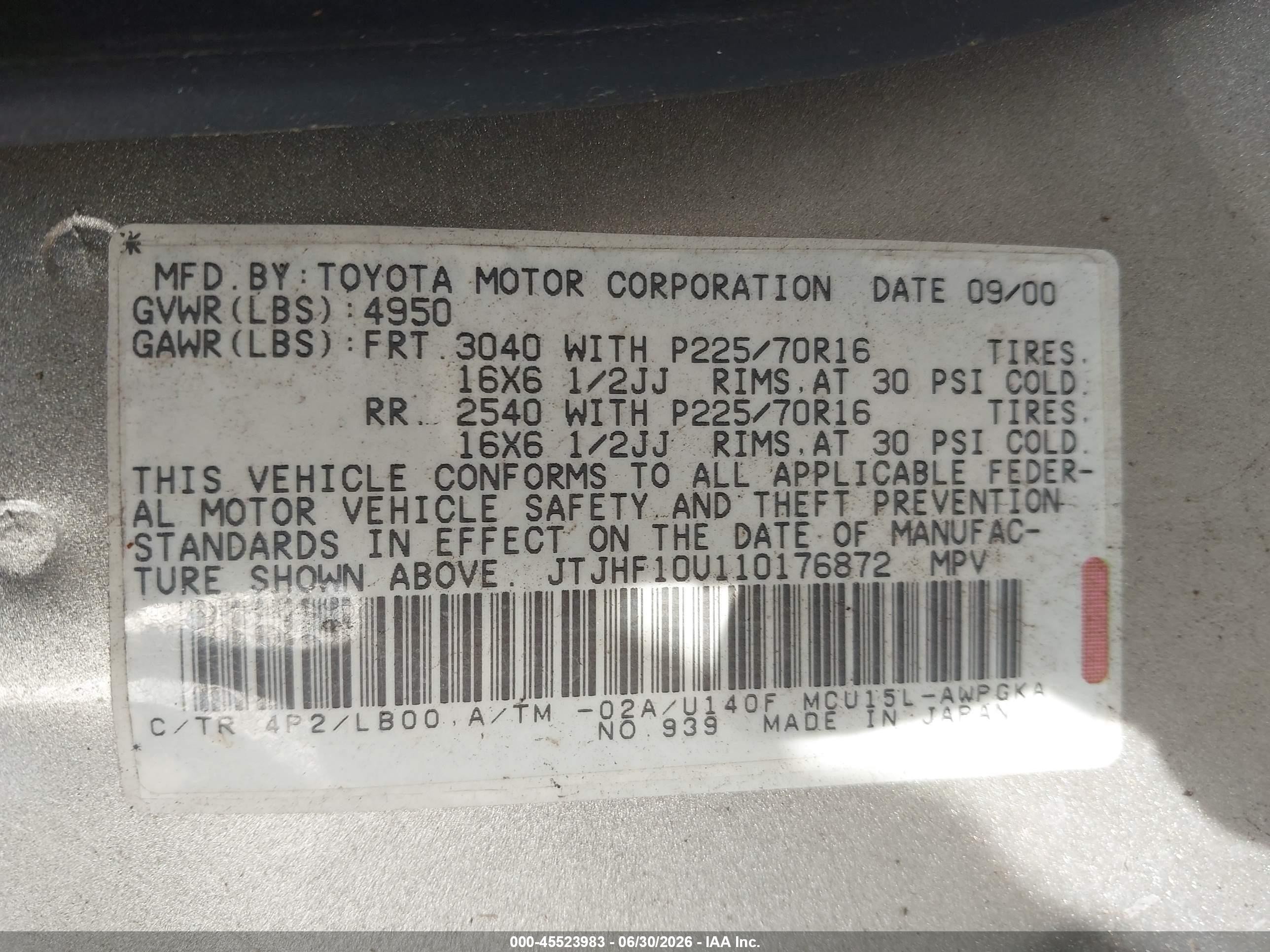 2001 Lexus Rx 300   Gold vin: JTJHF10U110176872