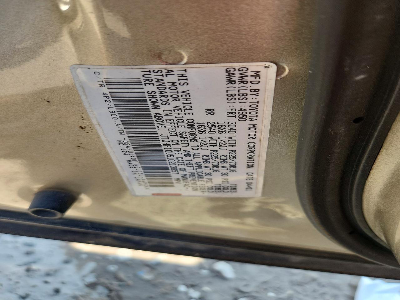 2001 Lexus Rx 300 Cream vin: JTJHF10U510213857