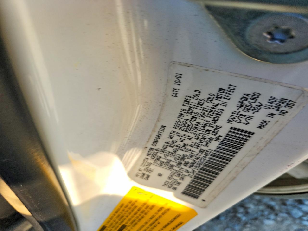 2002 Lexus Rx 300 White vin: JTJHF10U620244651