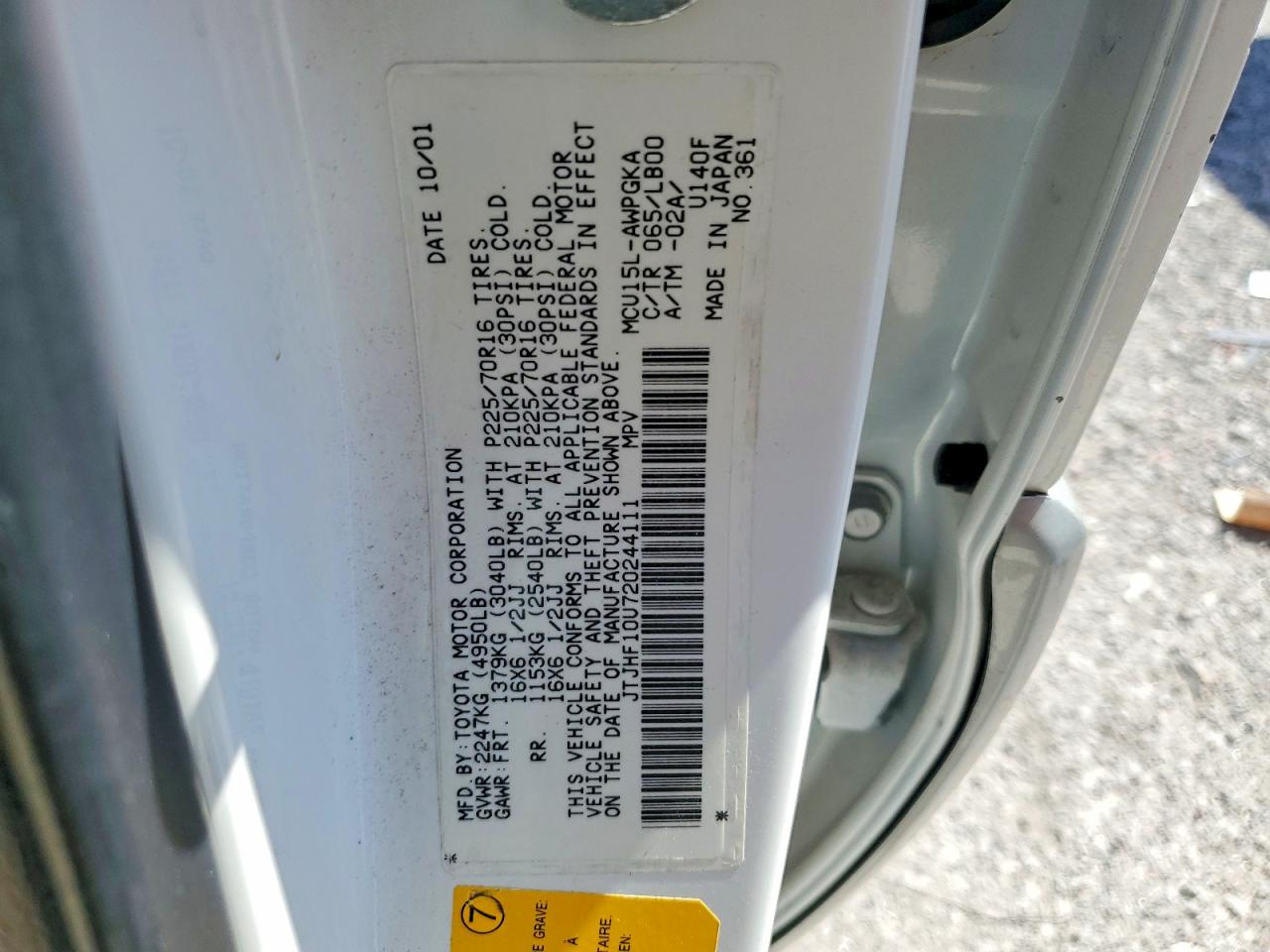 2002 Lexus Rx 300 White vin: JTJHF10U720244111
